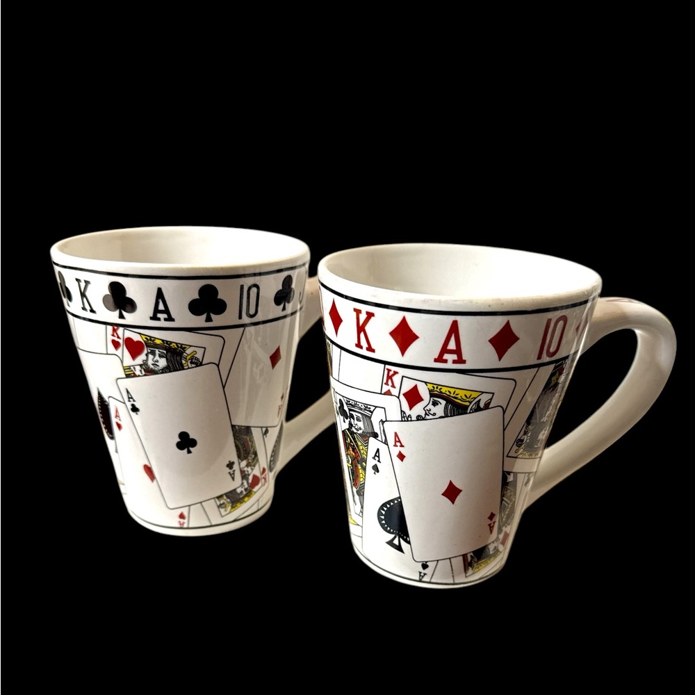 Set of 2 WCL Poker/Bridge Playing Card Mugs. Ceramic. (1-H)